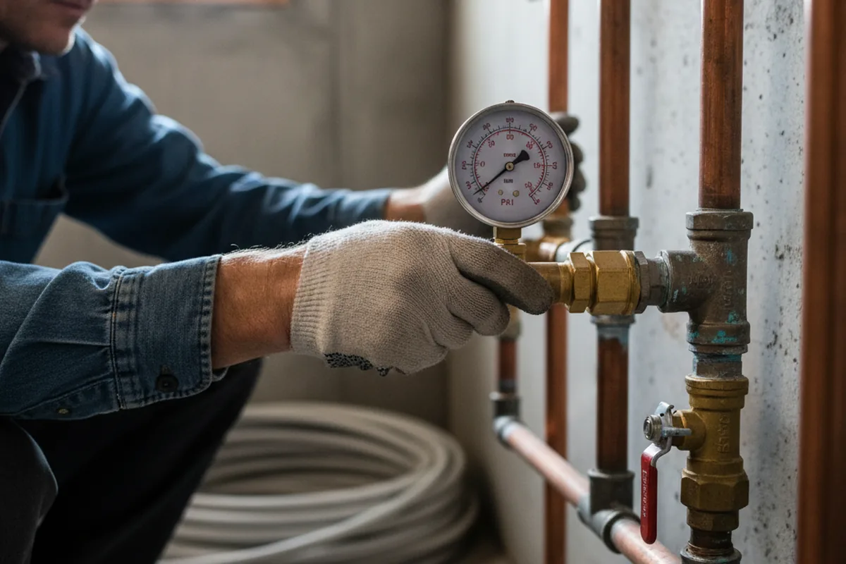 Pressure testing a repaired line during Water Line Repair in Sherman